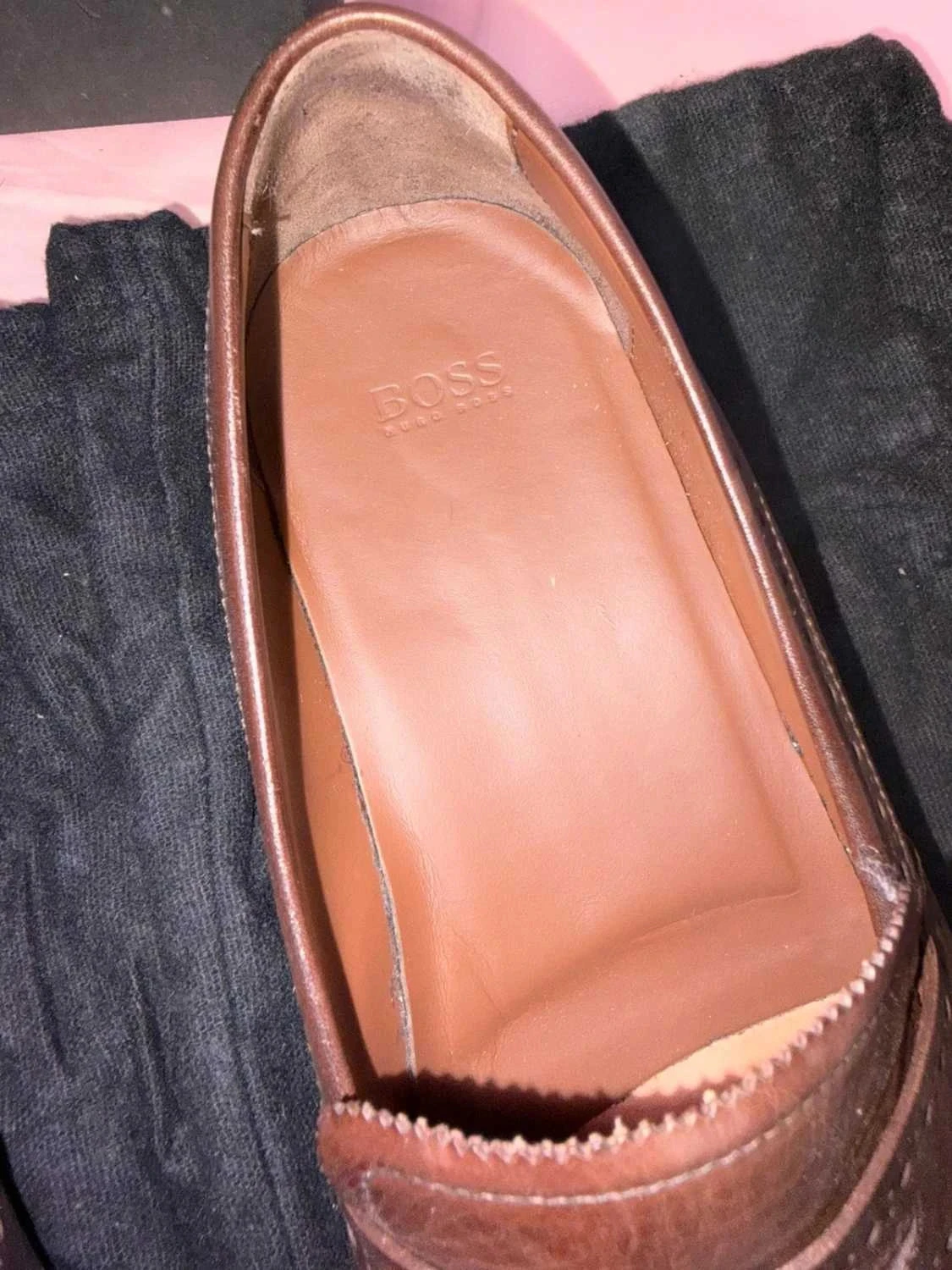 Mocasines de hombre Hugo Boss de cuero marrón con borlas, talla 42 con caja – photo 5